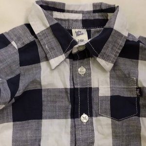 Boys Blue and White Plaid Shirt Size 24 Months